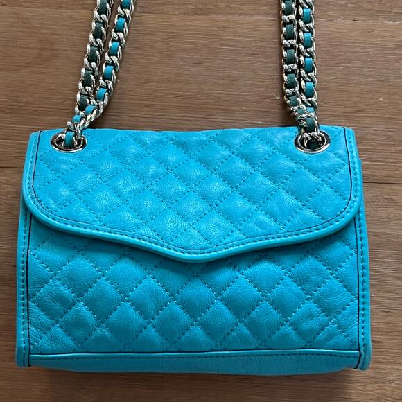 Rebecca Minkoff Handbags - Rebecca Minkoff Quilted Shoulder Bag Turquoise Leather Chain Crossbody Purse